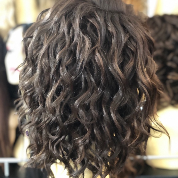 Brown highlights curly Lacefront Bob Wig ask if available - Picture 8 of 8